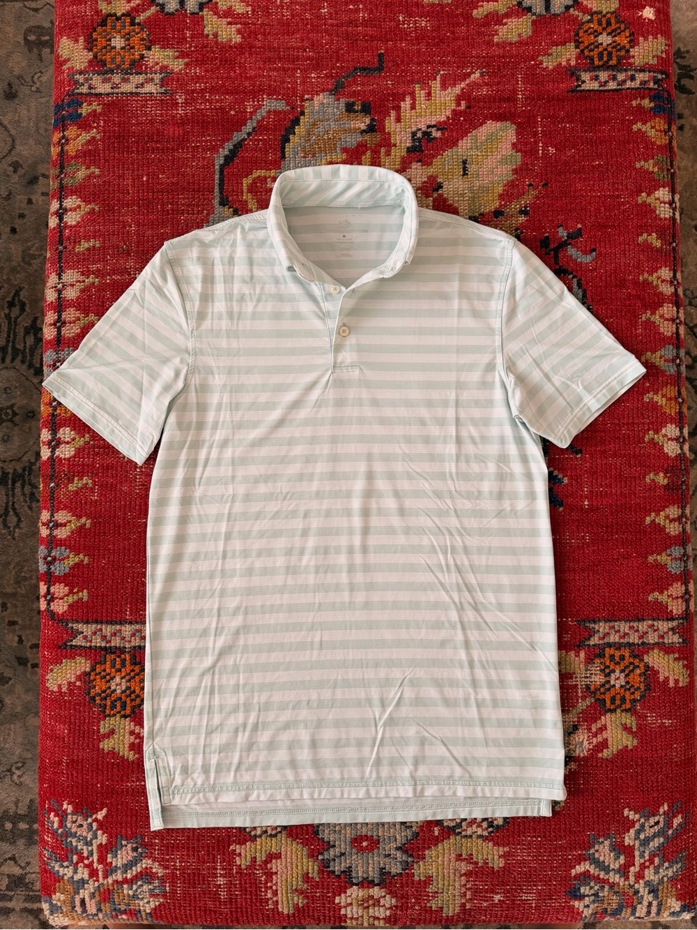 Southern Tide Men's Mint and White Striped Polo